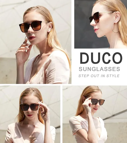 Vista 3 de Duco - Lentes de sol redondos vintage para mujeres y hombres con protección UV de moda para la playa