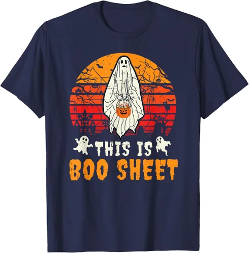Vista 23 de Funny This Is Boo Sheet Spooky Ghost Halloween - Camiseta de disfraz de juego de palabras, Negro, S