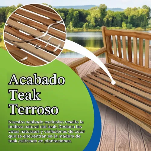 Vista 3 de EcoDecors Kent - Banco de jardín de teca para exteriores de 51 pulgadas