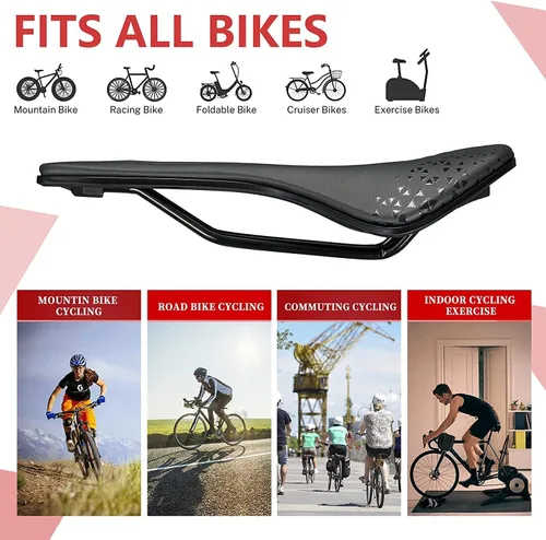 Vista 6 de KOOTU Sillín de bicicleta de carretera, cómodo asiento de bicicleta impermeable para hombres y mujeres, asiento de bicicleta transpirable que