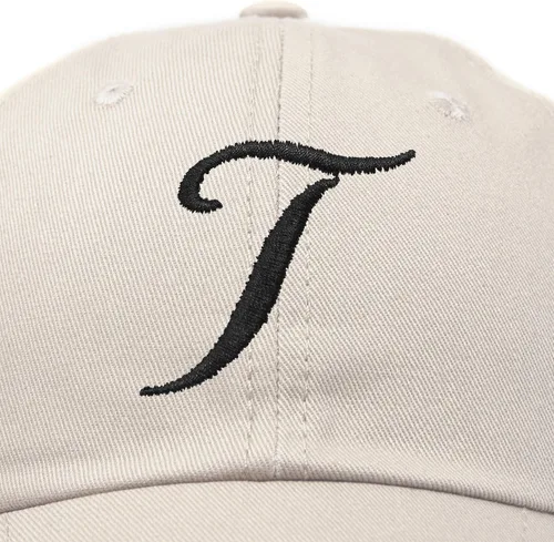 Vista 2 de DALIX Gorra de béisbol con letra T para mujer, monograma, bordado cursivo