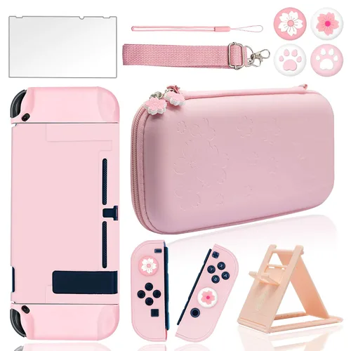 Vista 9 de BRHE Cute Travel Carrying Case for Nintendo Switch 2 (2025) Accessories Kit with Protective Cover, Glass Screen Protector, Adjustable Stand and