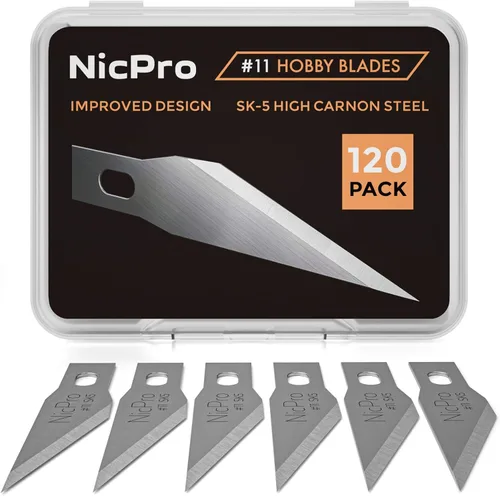 Vista 9 de Nicpro Juego de 120 cuchillas de hobby SK-5, repuesto de utilidad #2, herramienta de corte de repuesto con estuche de almacenamiento
