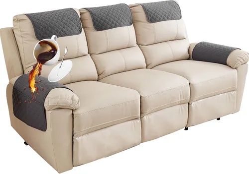 Vista 43 de Funda para Reposabrazos de Sofá, Funda para Reposacabezas de Silla Reclinable, Funda de Sillón con Bolsillos, Protector de Muebles Acolchado Beige