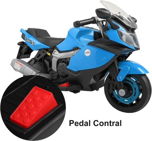 Vista 6 de JAXPETY Motocicleta de paseo para niños de 6 V con rueda de entrenamiento, motocicleta eléctrica a batería para niños de 3 a 8 años, incluye faros