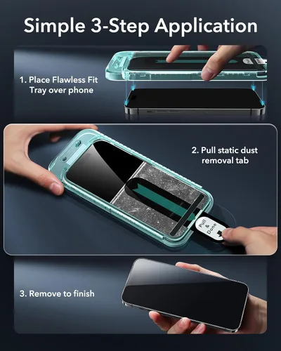 Vista 4 de ESR Paquete de 3 para iPhone 14 Pro Protector de Pantalla de Privacidad, Protector de Pantalla de Privacidad de Vidrio Templado Anti-espía