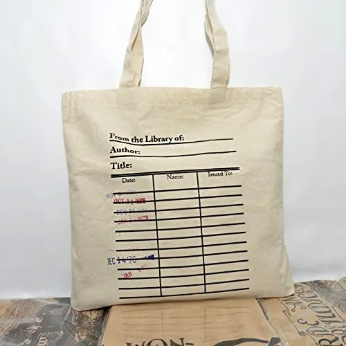 Vista 9 de Universal Zone Bolsa para tarjetas de biblioteca. Tarjetero con sellos de vencimiento de día. Bolsa para libros, Beige