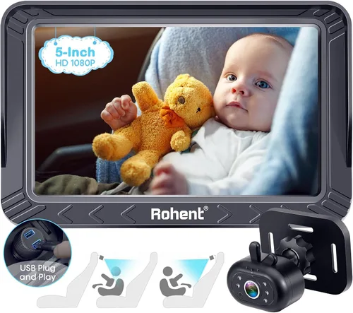 Vista 10 de Cámara de coche Rohent para bebé USB: fácil de instalar, Plug and Play, visión nocturna cristalina, amplio ángulo de visión para la seguridad