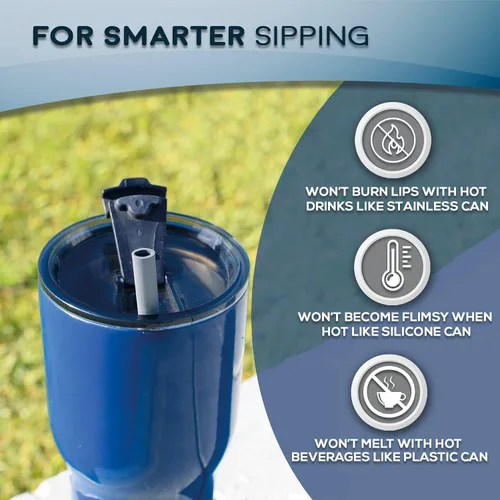 Vista 6 de Popotes reutilizables + Estuche – Compatible con vasos/vasos de 8–20 oz – Suave, sin BPA, grado alimenticio, ovalado (menos arrugas) – Seguro
