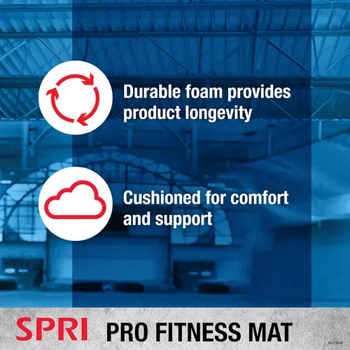 Vista 3 de SPRI Pro Fitness Matt de 0.472 pulgadas (0.472 in) - Tapete de ejercicio grueso para entrenamientos de piso, sentadillas, flexiones, estiramiento