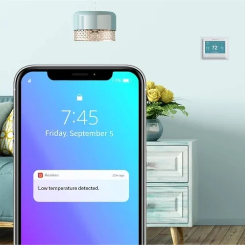 Vista 6 de Honeywell Home RTH9600WF Termostato de color inteligente Energy Star Wi-Fi Pantalla táctil programable Alex Ready + THP2400A1027 Conjunto de placa