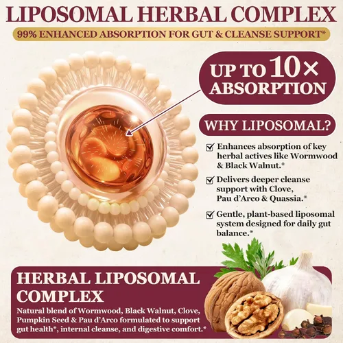 Vista 4 de 30-en-1 liposomal ajenjo negro nuez clavo limpiar cápsulas 120CT 2P