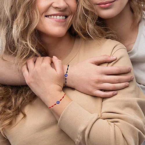 Vista 3 de Pulsera con 7 nudos rojos para mujer, con protección contra la Cabalá, pulsera de deseos para niñas