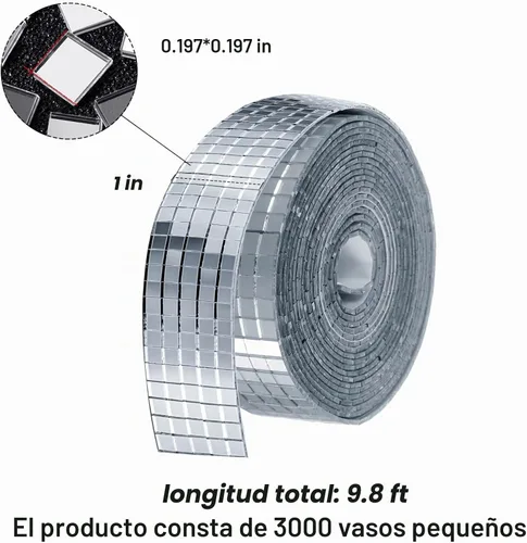 Vista 2 de SATINIOR 3000 piezas de azulejos de espejo de bola de discoteca autoadhesivos para manualidades, adhesivos pequeños de bola de discoteca de 5 x 5