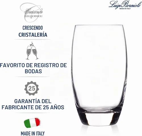 Vista 5 de Luigi Bormioli Crescendo Vasos Highball - Juego de 4 vasos altos de cristal sin plomo de 20 onzas con base gruesa, bordes cortados con láser