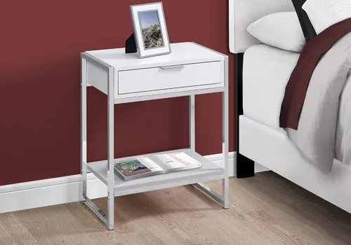 Vista 4 de Monarch Specialties I Accent, mesa final, mesita de noche, BLANCO