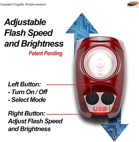 Vista 3 de Cygolite Hotshot Pro - Modelos de luz trasera de bicicleta de 200 y 150 lúmenes, estilos de montaje duro y flexible, 6 modos de noche y día