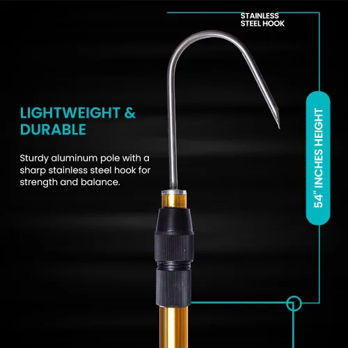 Vista 3 de GAFFER SPORTFISHING Gancho extensible de aluminio para peces con soporte de gancho de lanza de pesca de acero inoxidable afilado