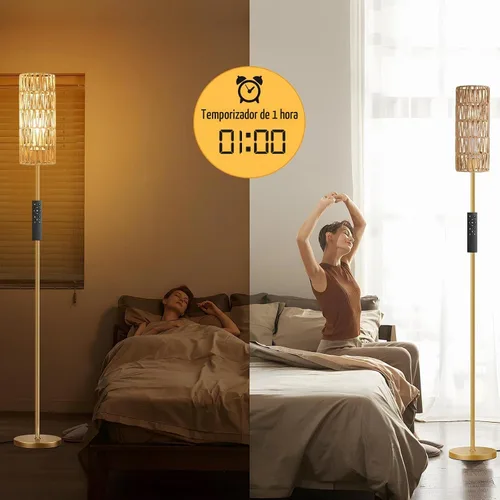 Vista 5 de Ambimall Lámparas de pie de 64 pulgadas para sala de estar con control remoto y colores regulables continuos, temperatura y brillo, lámpara de pie