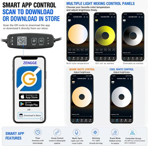 Vista 2 de Luces LED inteligentes de disco, iluminación regulable debajo del gabinete con control de aplicación Bluetooth, sincronización de música