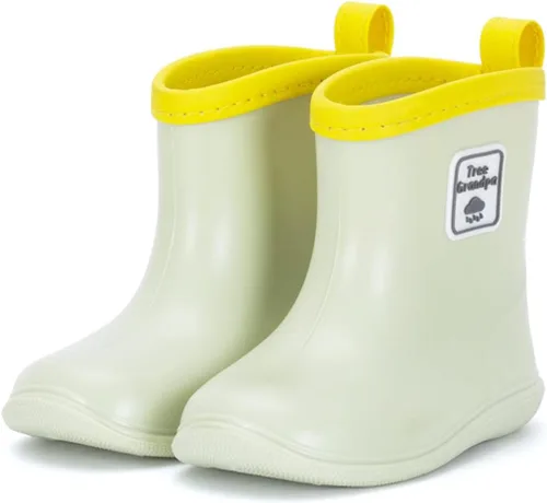 Vista 18 de Botas de lluvia para bebés, botas de lluvia cortas para niños pequeños, fáciles de poner, ligeras e impermeables Azul