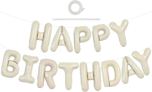 Vista 58 de TONIFUL Pancarta de Globos Negros de Feliz Cumpleaños de 16 Pulgadas con Letras de Papel de Aluminio Mylar, Cartel Banderín Reutilizable