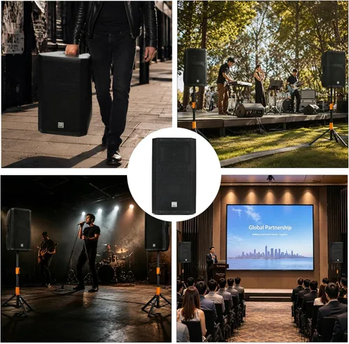 Vista 7 de EXOTON C-12AP - Altavoces PA profesionales de doble alimentación de 12 pulgadas, sistema PA activo y pasivo de 1500 W con pantalla LCD a