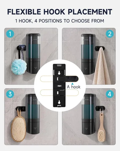 Vista 5 de AIKE Dispensador de jabón líquido para montaje en pared, 16 oz para baño Negro