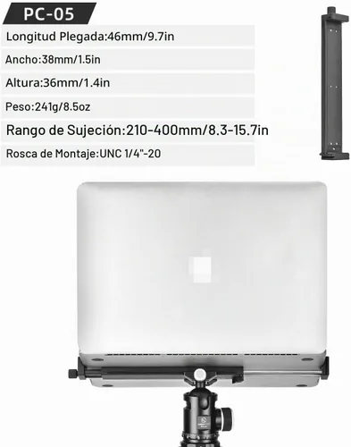 Vista 9 de SUNWAY PC-05 - Soporte universal para portátil Arca Swiss Trípode, soporte para laptop para MacBook Pro, soporte para tableta para almohadilla