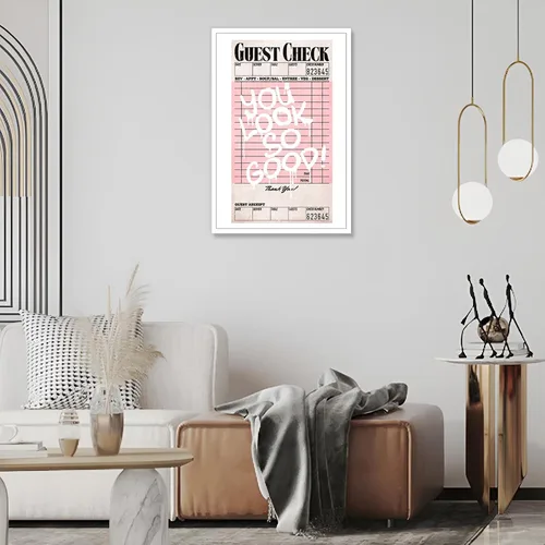 Vista 5 de KFDJIG Lienzo retro de moda para pared, arte de pared, color rosa y naranja y negro, pósteres inspiradores de galería, You Look So Good, impresiones