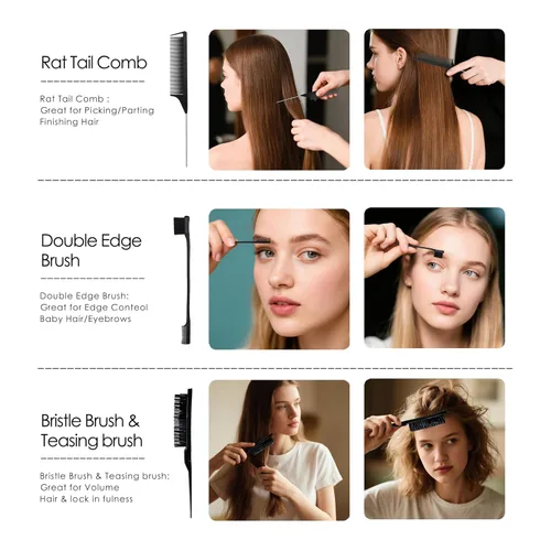 Vista 5 de Set de 11 piezas de cepillo para el cabello, cepillo para desenredar y botella de spray, 3 piezas de cepillo de pelo liso para niños pequeños