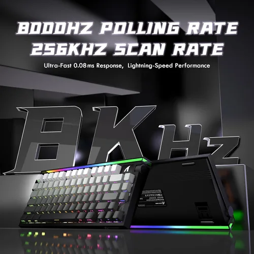 Vista 3 de Interruptor magnético de teclado de disparo rápido ATTACK SHARK R85 HE con caja de luz personalizada, teclado mecánico con cable del 75%, tasa