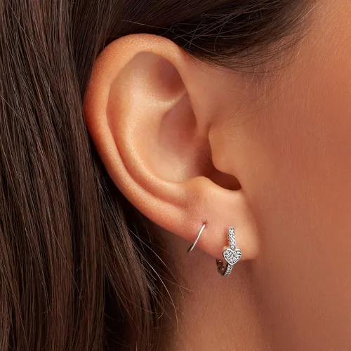Vista 4 de Pandora Pendientes de aro con diseño de corazones