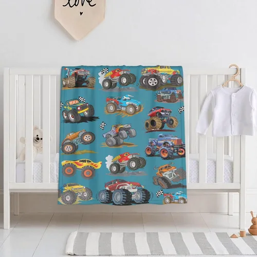 Vista 99 de Manta de bebé con texto en inglés «Just A Boy Who Loves Trucks» para niños y niñas, manta súper suave para envolver al recién nacido, acogedora