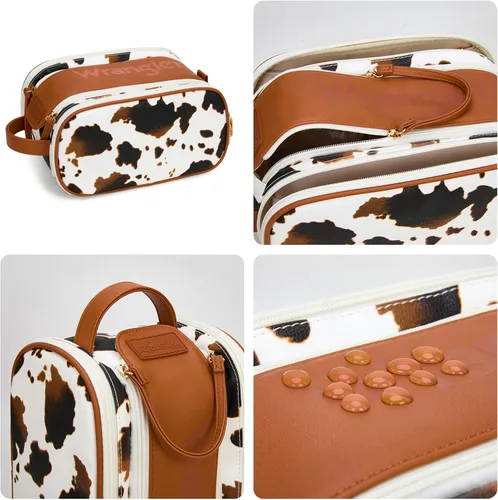 Vista 4 de Wrangler - Neceser de viaje grande para maquillaje, bolsa de cosméticos Vaca café