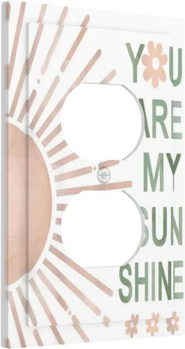 Vista 2 de Cubiertas de Placas de Pared Dúplex Individual con Sol Minimalista Moderno de Palabras Inspiradoras Abstractas Boho, Cubierta de Interruptor de Luz