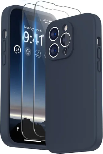 Vista 14 de SURPHY Funda diseñada para iPhone 14 Pro con protector de pantalla, (protección de cámara y forro de microfibra suave), funda de silicona líquida