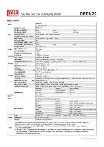 Vista 4 de Original MEAN WELL DRDN20-48 48V 36 ~ 60Vdc 20A riel DIN fuente de alimentación módulo redundancia utilizado con fuente de alimentación de reserva