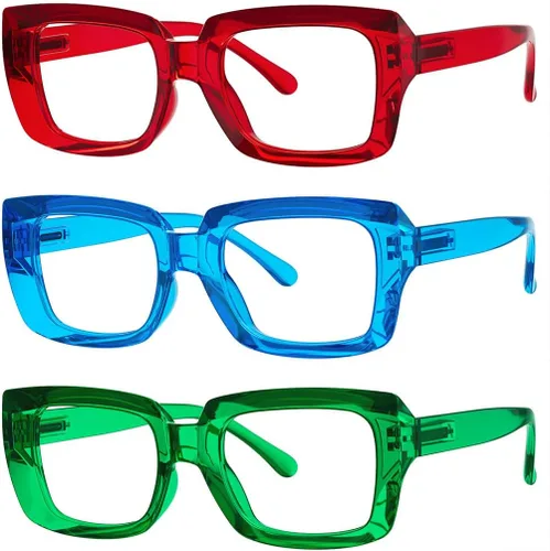 Vista 14 de Eyekepper - Juego de 4 gafas elegantes para mujer, anteojos cuadrados de gran tamaño para mujer