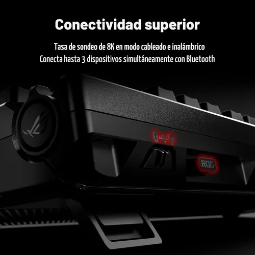 Vista 5 de ASUS ROG Azoth 96 HE Teclado inalámbrico para juegos con efecto Hall – 96% tamaño completo, trimodo, interruptor magnético intercambiable en Negro