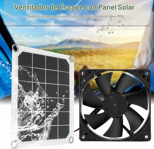 Vista 2 de Extractor solar, kit de ventilador de panel solar USB de 6 V 10 W, carga USB monocristalina para exteriores pequeños gallineros, invernaderos