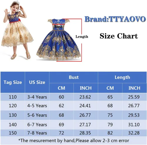 Vista 3 de Vestidos de flores para niñas TTYAOVO. Vestido para bodas de princesa para niñas pequeñas.