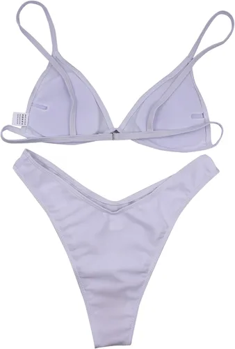 Vista 42 de AIBEARTY Traje de baño de dos piezas con estampado de calaveras para mujer, conjunto de bikini triangular de corte alto para fiesta, festival