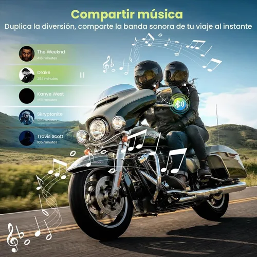 Vista 4 de Auriculares Bluetooth para casco de motocicleta, altavoces para casco de grupo de 10 jinetes