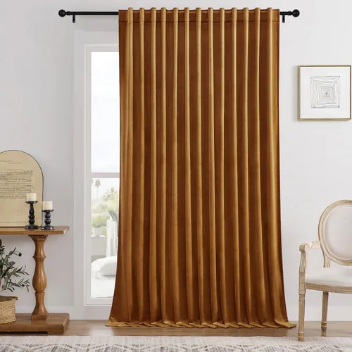 Vista 34 de Timeper Cortinas opacas de terciopelo negro de 42 pulgadas de ancho x 84 pulgadas de largo, cortinas opacas para dormitorio, sala de estar, cortinas