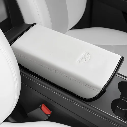 Vista 3 de Tinlucys Funda para consola central, accesorios interiores diseñados para Tesla Modelo 3 Modelo Y, funda de cuero para reposabrazos de consola