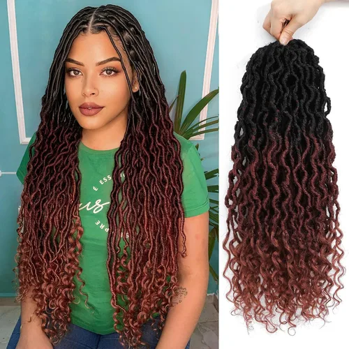 Vista 54 de Cabello Corto de Locs Falsos para Crochet Pre-Enrollado 12 Pulgadas 6 Paquetes Cabello de Locs de Diosa para Crochet Locs Falsos Suaves con Puntas