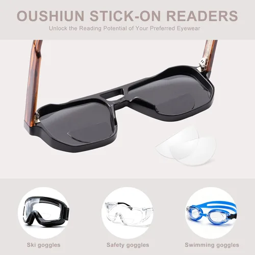 Vista 2 de Stick-on Bifocal Readers for Sunglasses, No Water or Adhesive Needed, Reusable Reading Lenses for Glasses Goggles