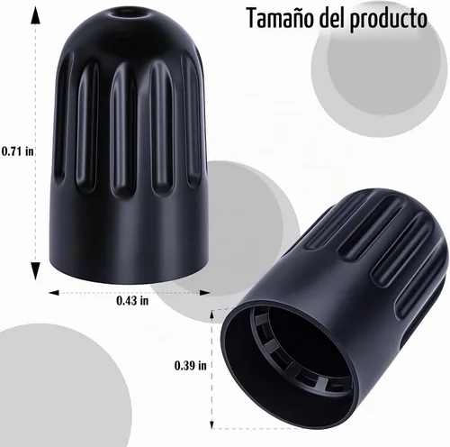 Vista 3 de 10 piezas de tapas de válvula de neumático TPMS con vástago largo, tapas de válvula de rueda de plástico negro para TPMS TR20008, tapas de vástago
