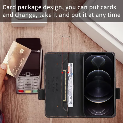 Vista 2 de Compatible con Honor X7, cubierta trasera magnética plegable de cuero con ranura para tarjeta para Honor X7